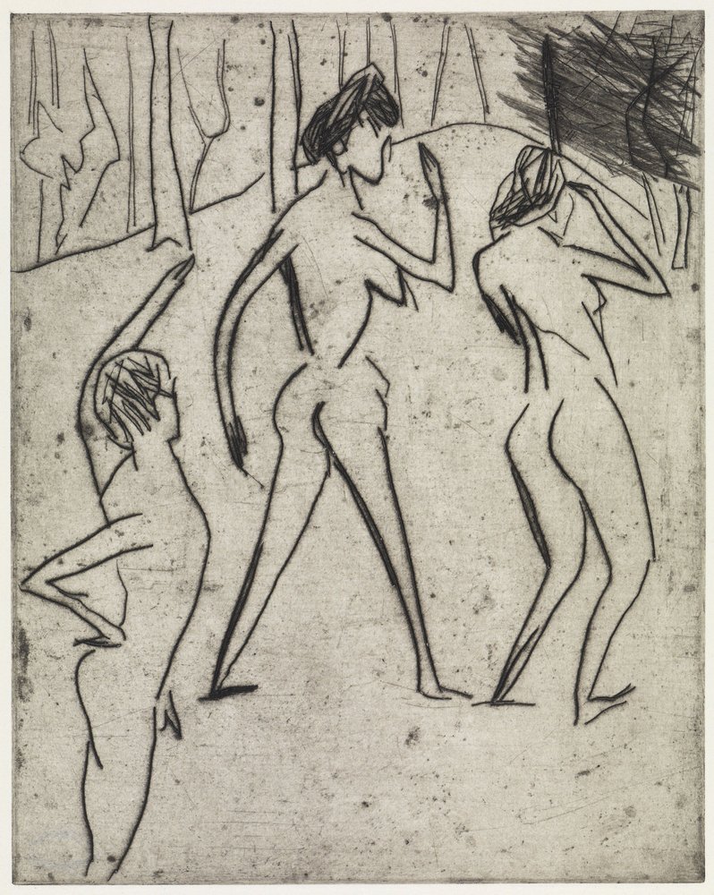 Bathers Entering the Forest / Hippodrome by Ernst Ludwig Kirchner