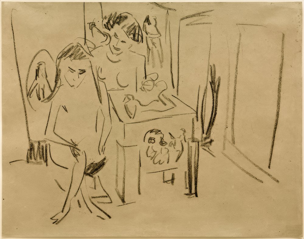Untitled (Dodo and Fränzi in the Studio) by Ernst Ludwig Kirchner
