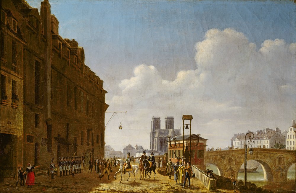 Emperor Napoleon visiting the eau-de-vie market on the Quai de Bercy on 8th February 1811, 1811 by Etienne Bouhot