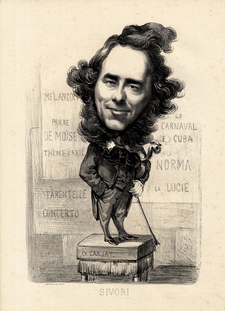 Flying leaf - Illustration by Etienne Carjat (1826-1906): Sivori Camille Camillo (1815-1894) by Etienne Carjat