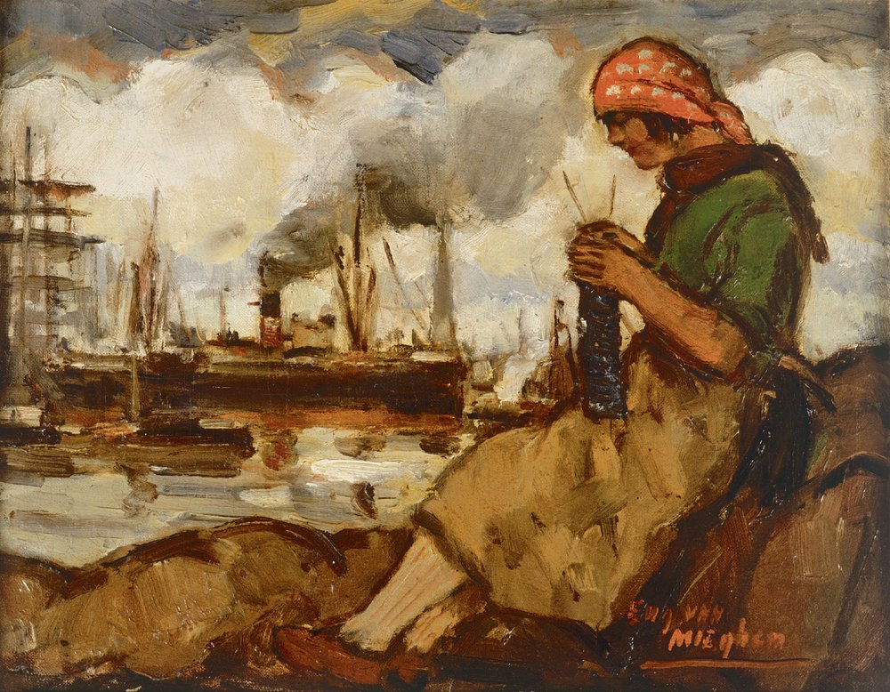 Harbour Girl Knitting by Eugeen van Mieghem