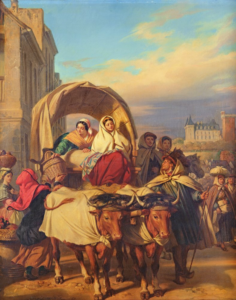 Returning to the Pau Market, 1860 by Eugene Deveria