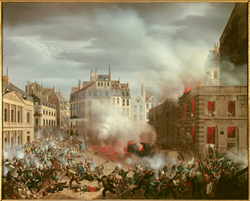 Revolution of 1848: "Fire of the water tower square of the royal palace on February 24, 1848", Painting by Eugene Hagnauer by Eugene Hagnauer