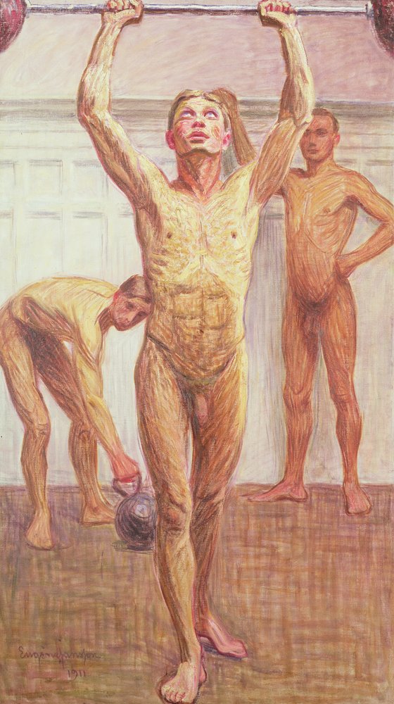 Pushing Weights with Two Arms, Number 1, 1911 by Eugène Jansson