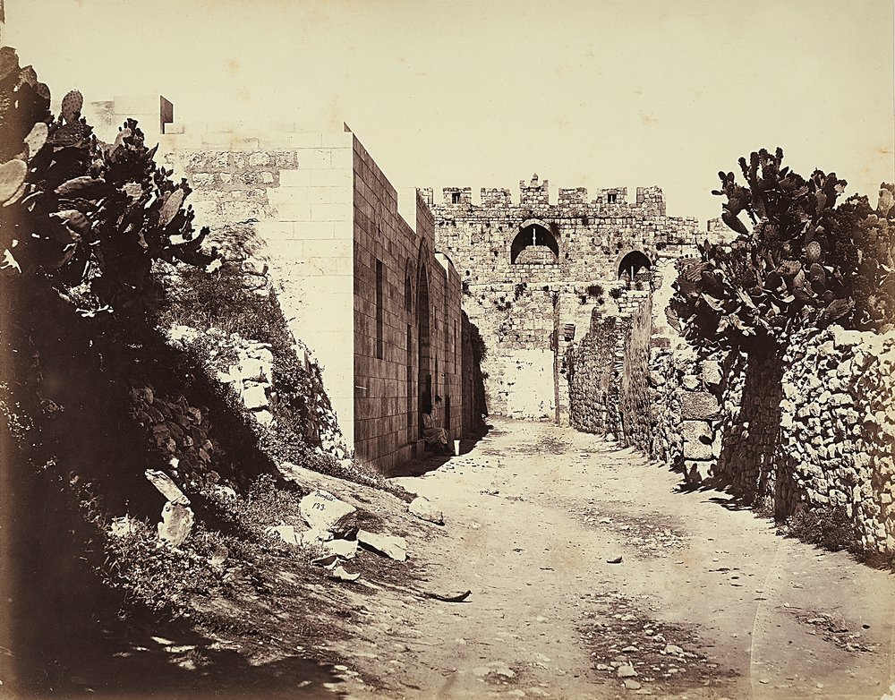 View of a Section of the City Walls and the House of Saint Anne, in Jerusalem by Félix Bonfils