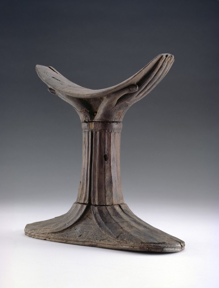 Wooden Headrest, the Headpiece Carved in the Shape of a Pair of Cupped ...