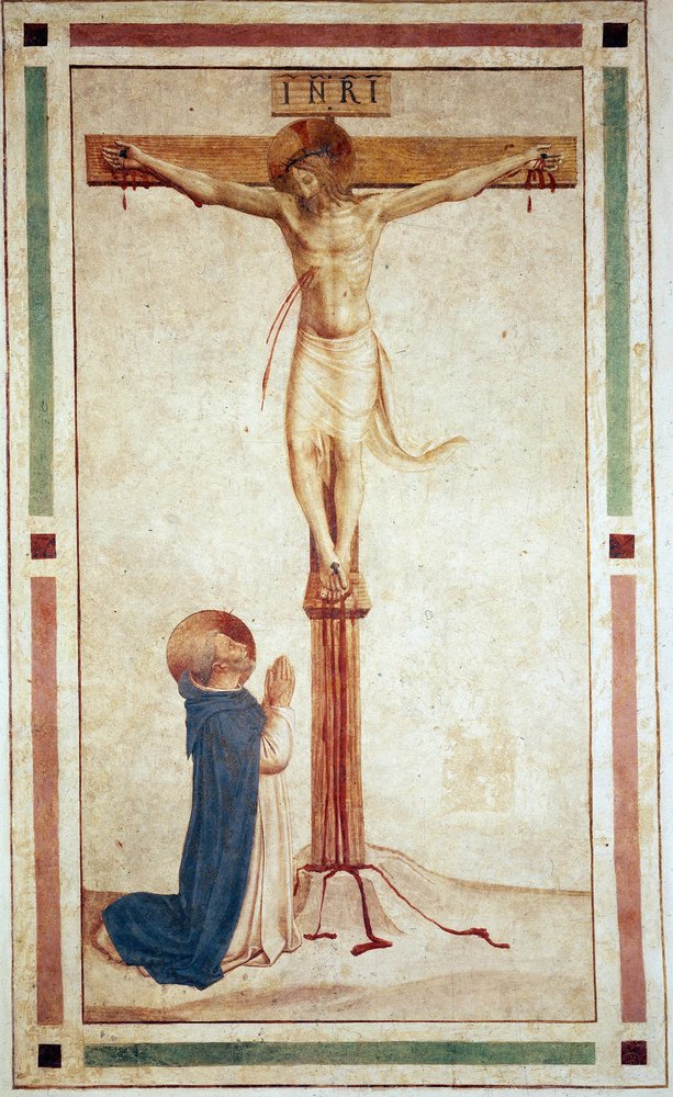The Crucifixion with Saint Dominic. Inscription 'INRI' on the Cross ...