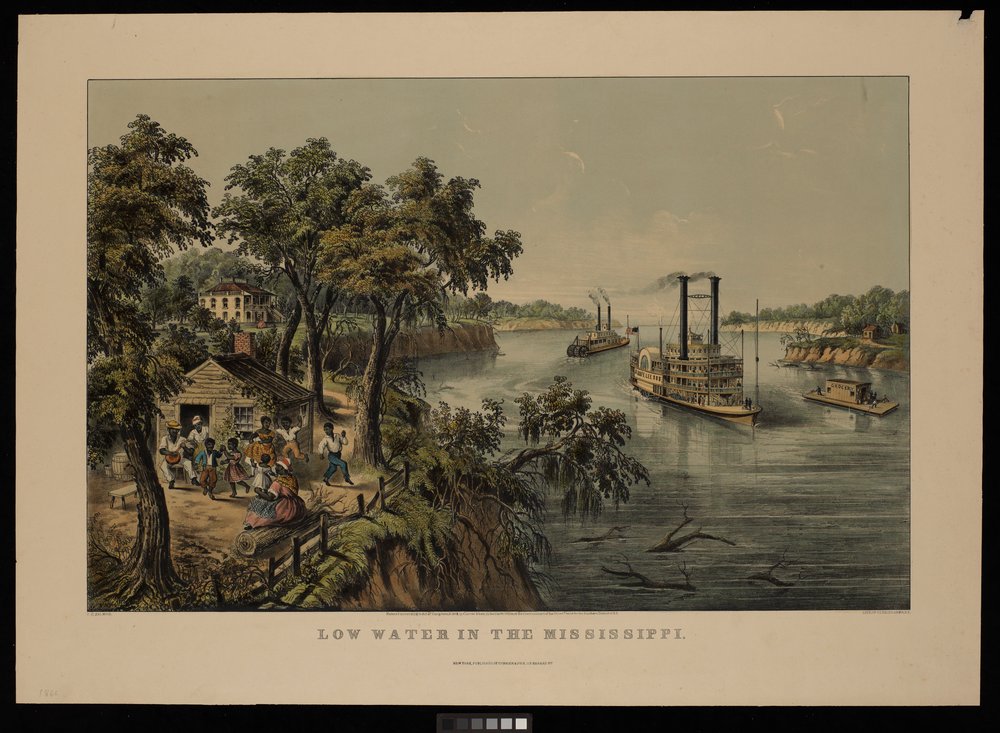 Low water in the Mississippi Robert E Lee by Frances Flora Bond (c.1812-76) (after) Palmer