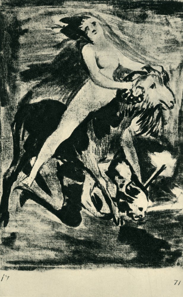 Witch riding a goat, late 18th-early 19th century, 1943