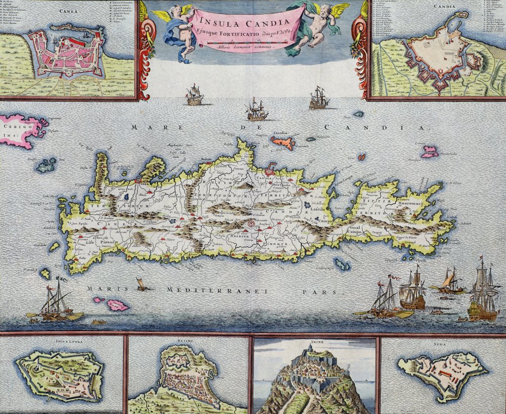 Map of the Island of Candia (Crete) with the Sea Port of Herakleion