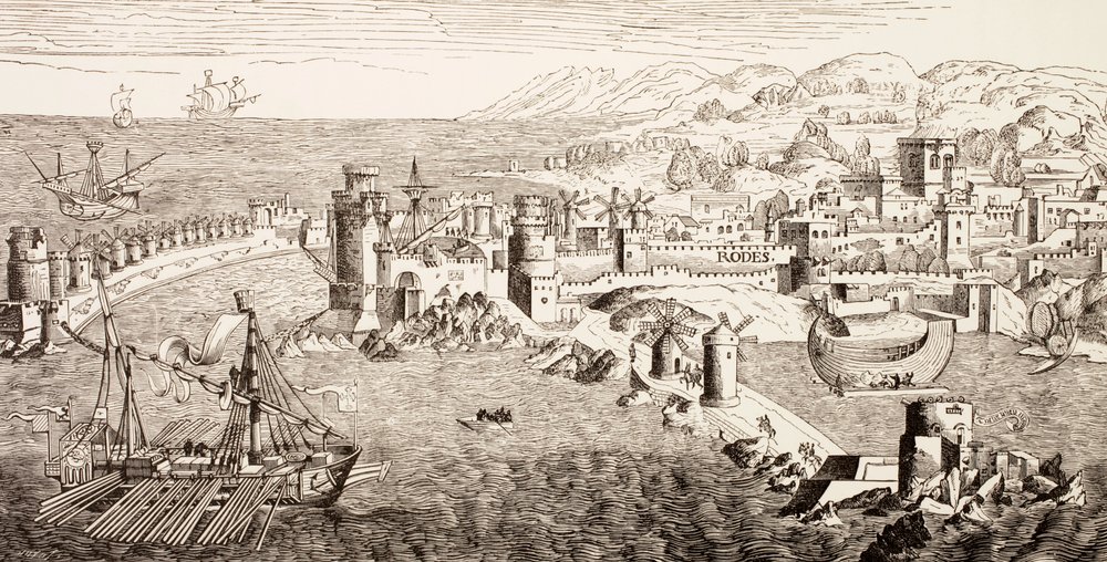 Plan of the island of Rhodes, Greece in the 15th century, from ...
