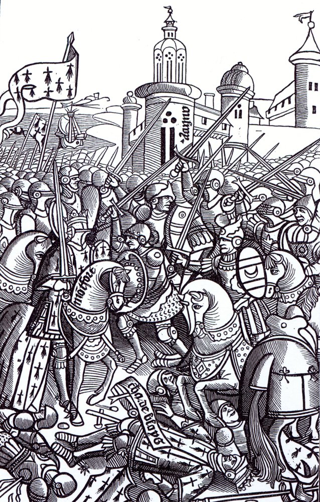 The Battle of Auray, from 'Chroniques de Bretagne' by Alain Bouchard