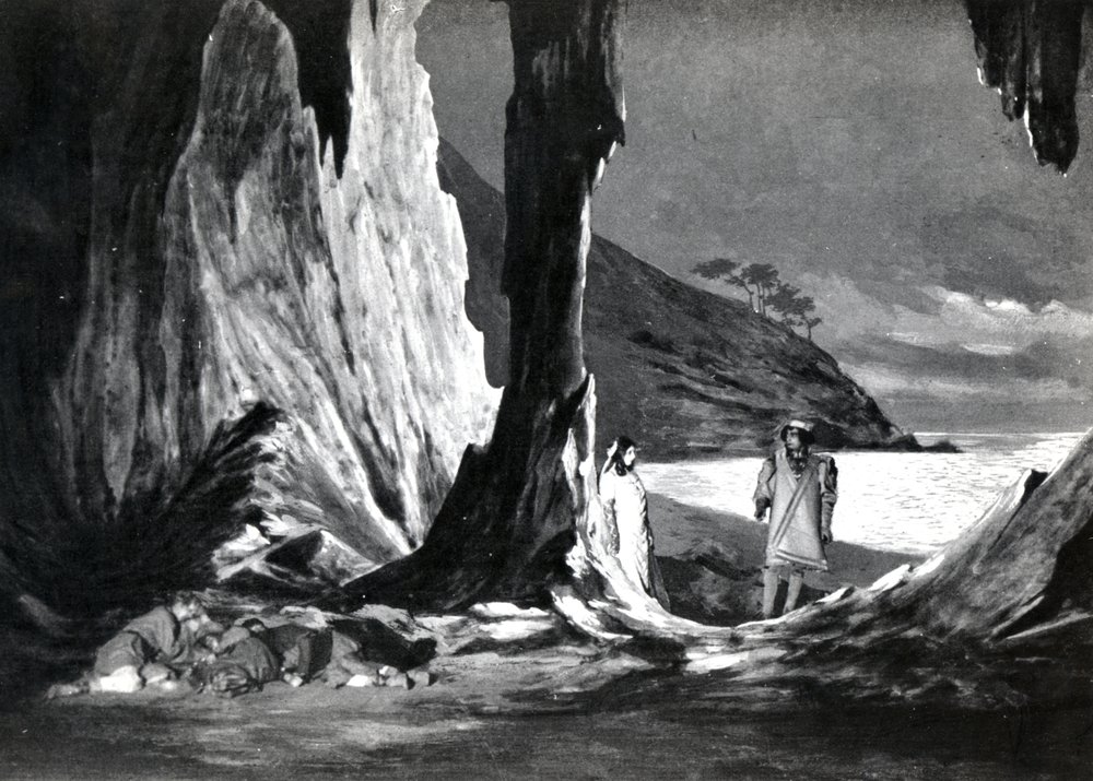 Act II, Scene 3 of Pelleas et Melisande by Debussy (from a photograph of the first production in April, 1902 of the opera at the Opera-Comique in Paris, illustration in Theatre magazine, June, 1902) by French School