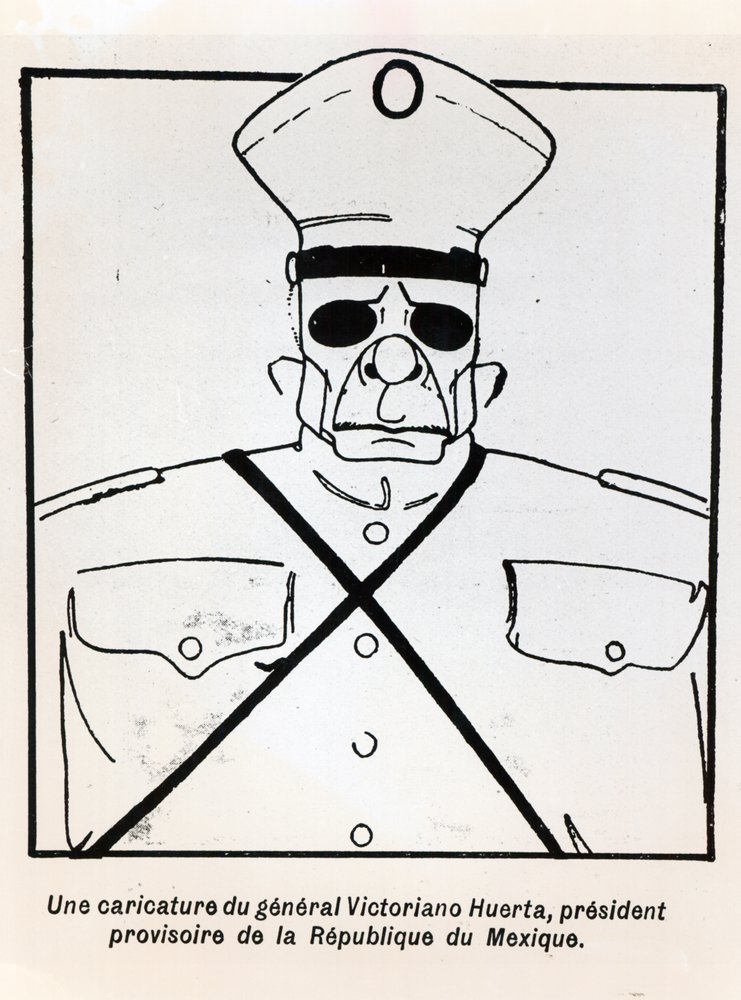 Caricature of General Victoriano Huerta (1854-1916) Acting President of the Republic of Mexico, illustration from Le Monde Illustre, published 1st March 1913 by French School