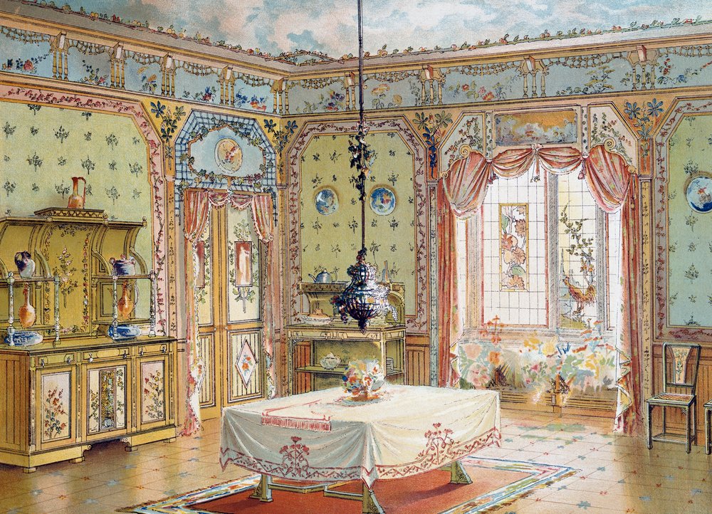 Design for dining room from the magazine La Decoration interieure