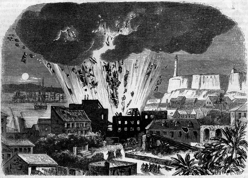 Explosion of the powder keg at the maritime arsenal of Havana, Cuba