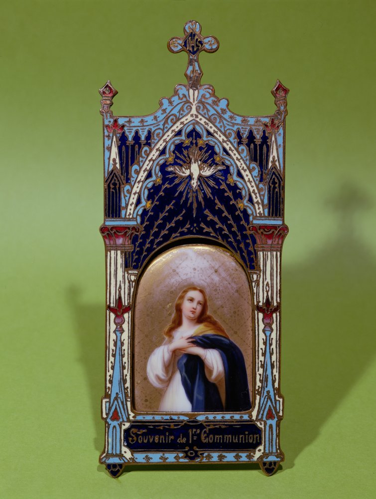 First Communion Souvenir Depicting the Virgin and the Holy Spirit