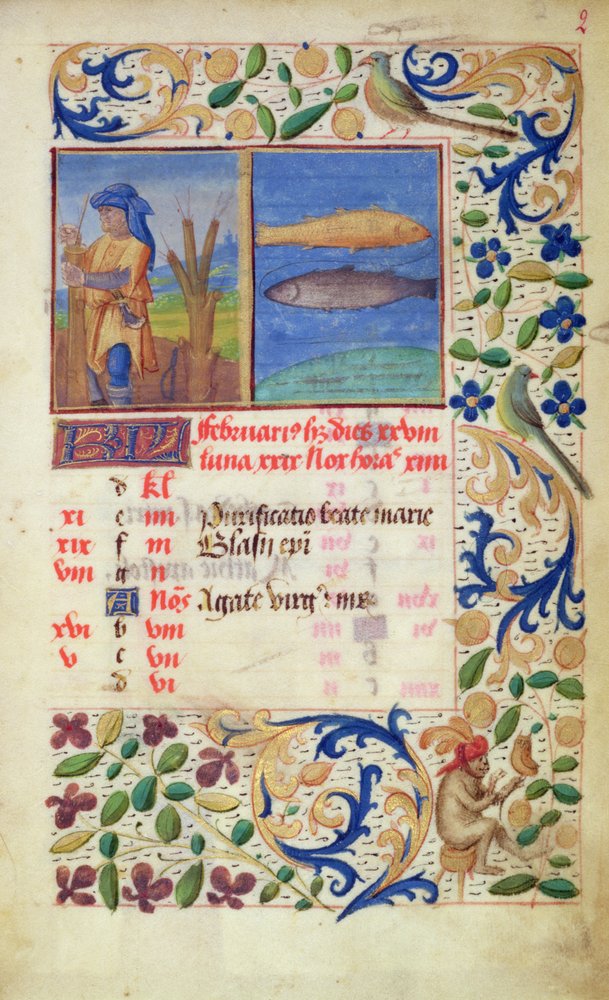 Calendar for the Month of February from the Heures de Notre Dame