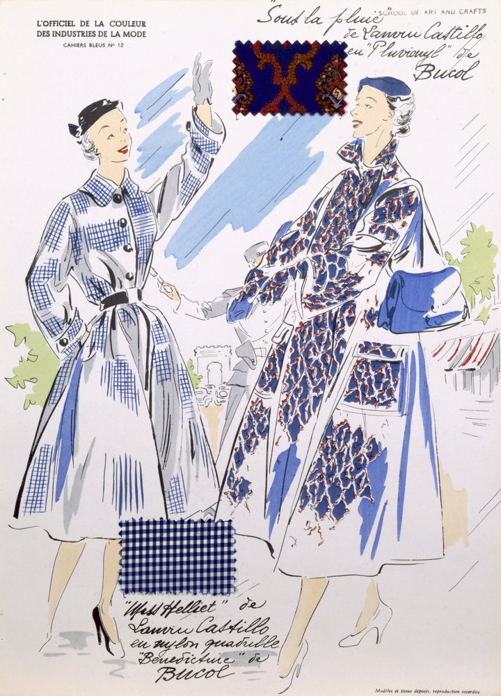 Sketches and Fabric Swatches, from 'L'officiel de la couleur des ...