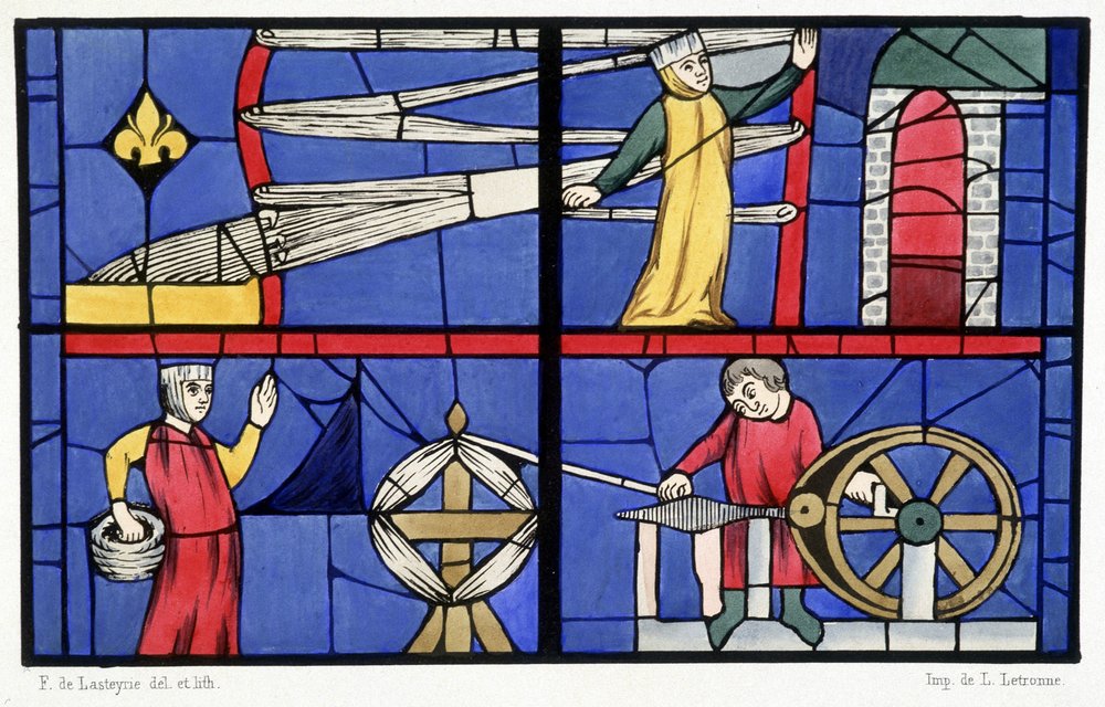 Spinning Workshop, Facsimile of Stained Glass Windows from the ...