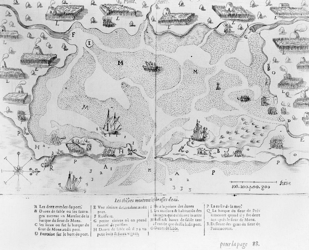 The Harbour of Cape Cod, from Voyages de Sieur Champlain by Samuel de ...