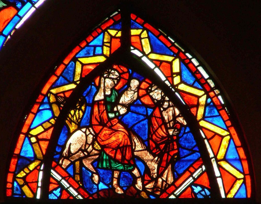 Window depicting the Flight into Egypt by French School