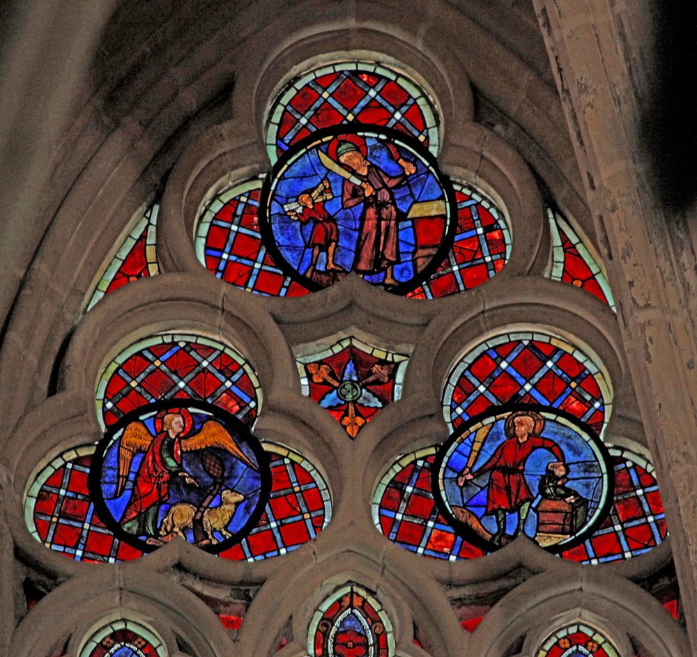 Window depicting Abraham and Isaac sacrifice