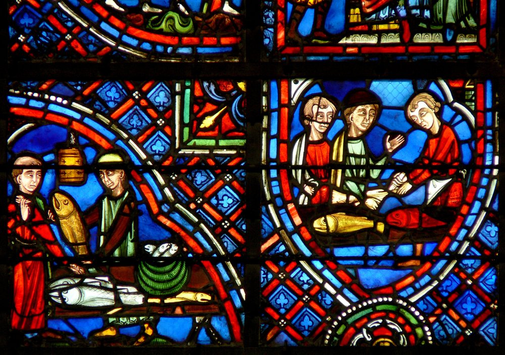 Window w23 depicting donors - the fishmongers