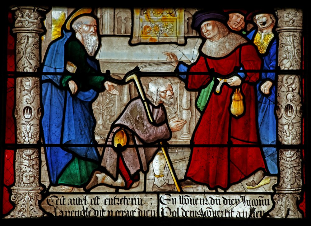 Window depicting a scene from the life of St Denis: healing a blind man