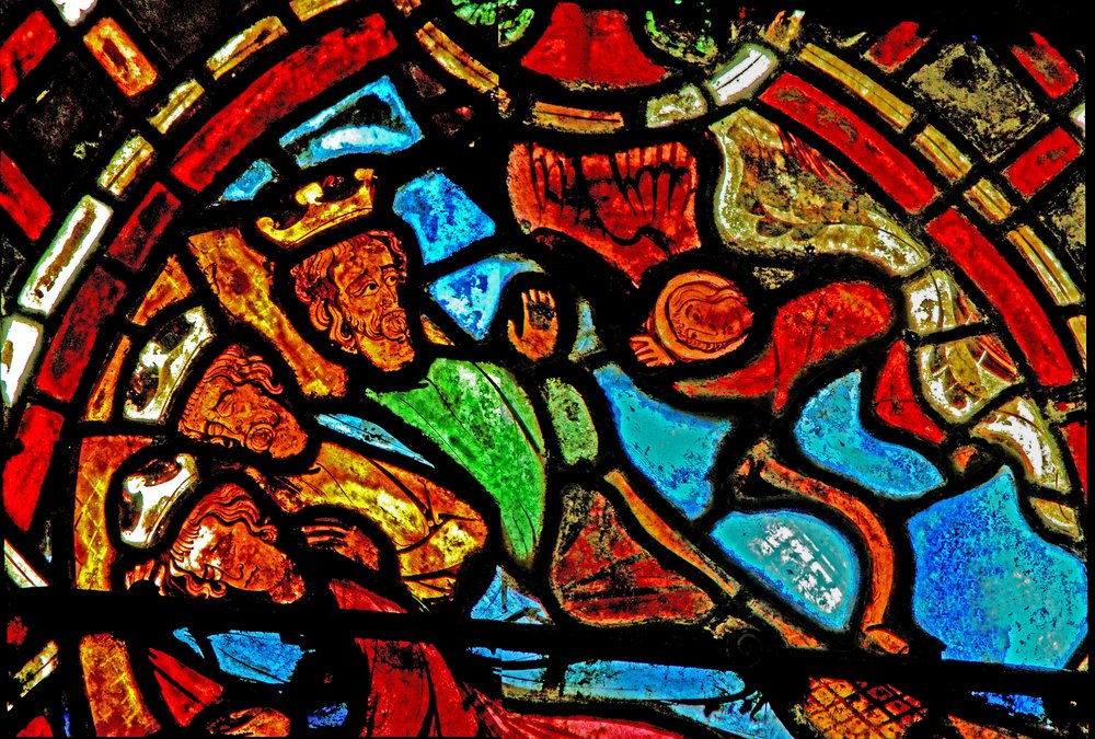 Window w3 depicting the Magi being warned in a dream