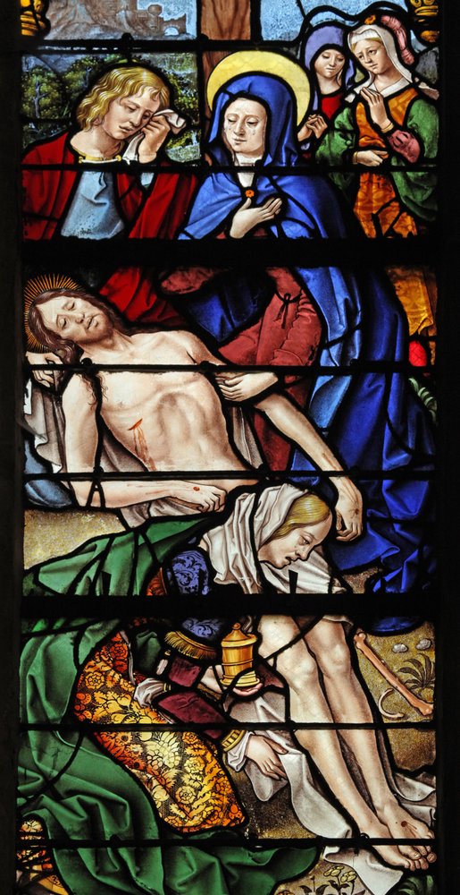 Window depicting the Descent from Cross by French School