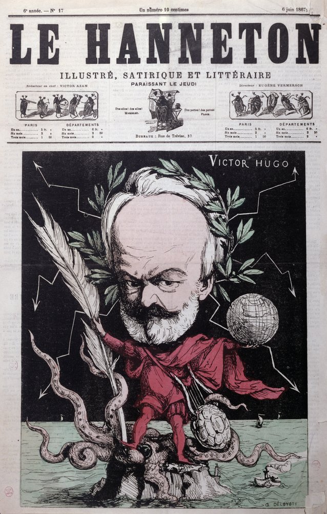 Caricature of Victor Hugo as Zeus in Exile on Guernsey