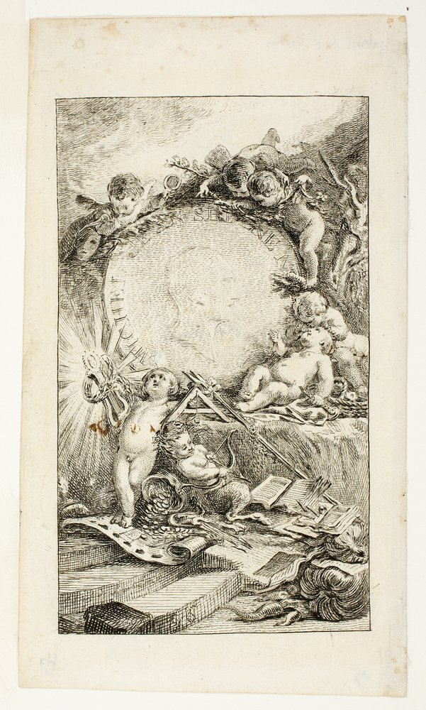 Frontispiece, plate one from Recueil de Poésies de Sedaine by Gabriel Jacques de Saint Aubin