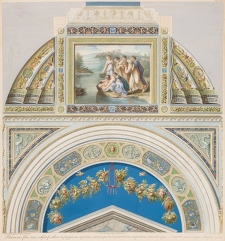 Lunette and Vault Field with Finding of Moses by Gaetano Savorelli