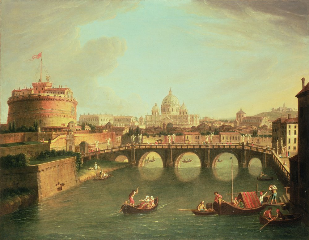 A View of Rome with the Bridge and Castel St. Angelo by the Tiber by Gaspar van Wittel