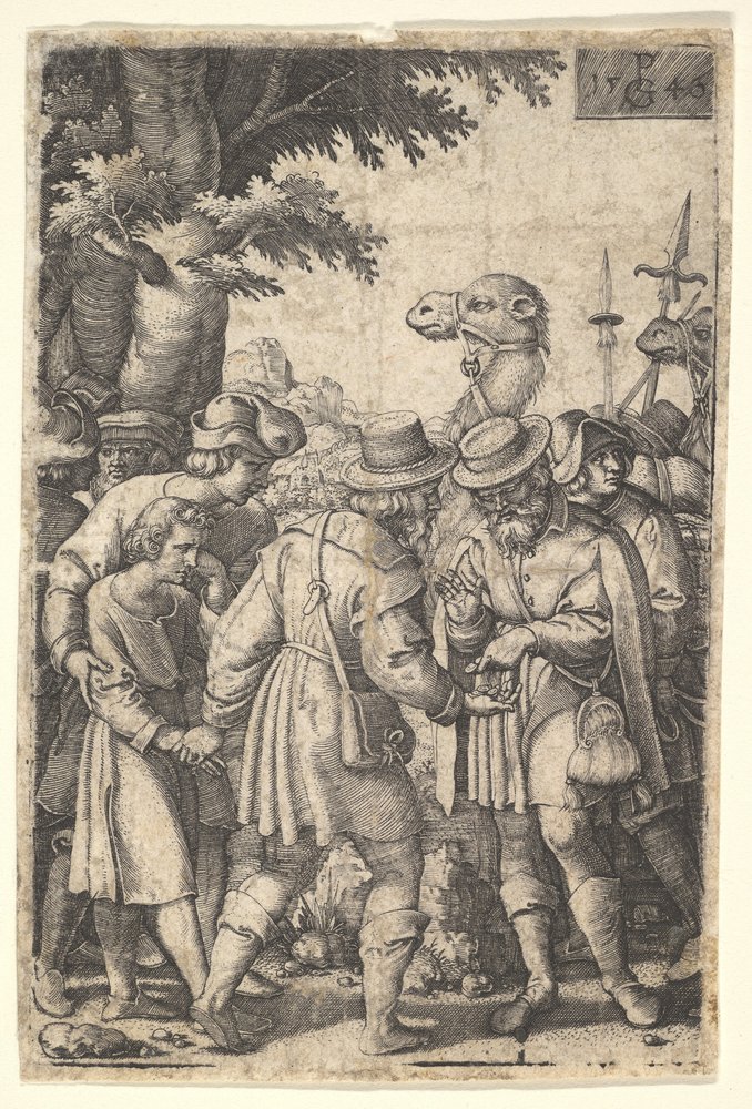 Joseph Sold to the Merchants: A Bearded Man Grasping Joseph with His ...