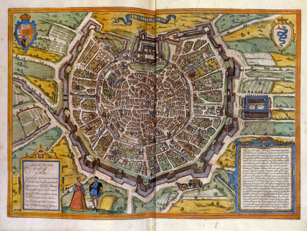 Plan of Milan in 1585 - from the Atlas of Braun & Hogenberg