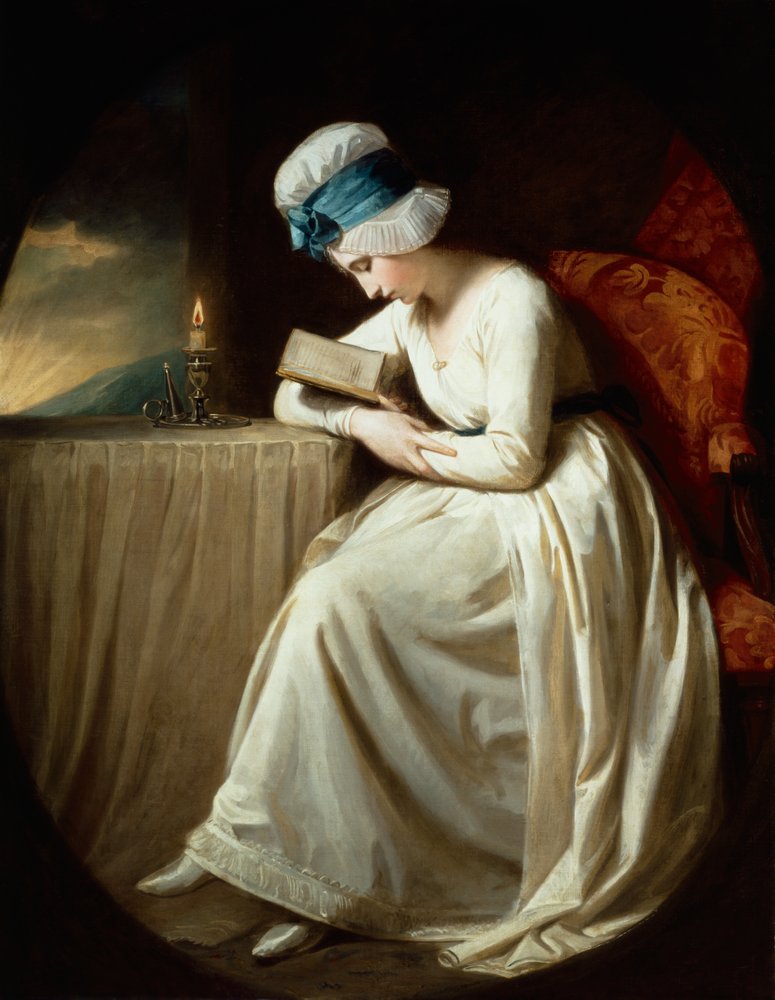 Serena reading by George Romney: Premium art reproduction