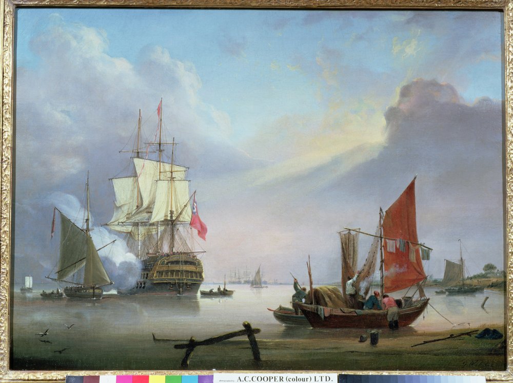 British Man-o'-War off the coast by George Webster