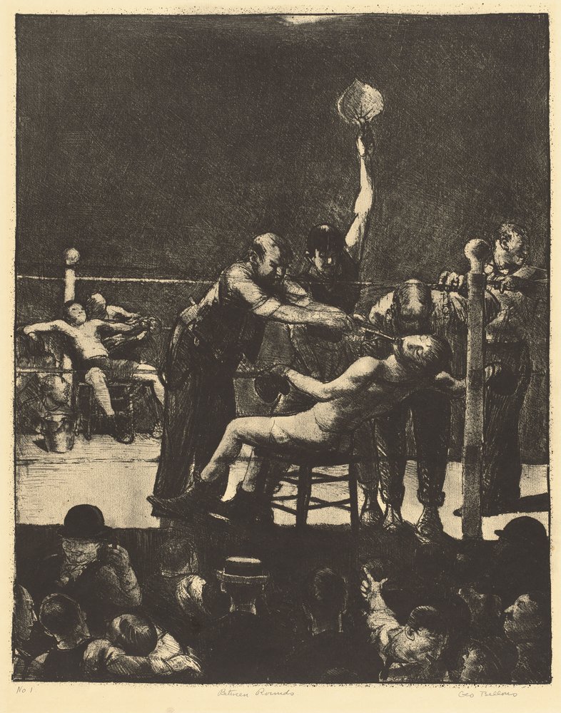 Between Rounds, large, first stone by George Bellows