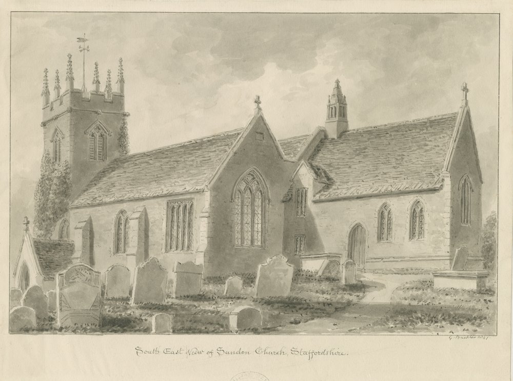 Sandon Church, 1841 by George Buckler: Buy fine art print