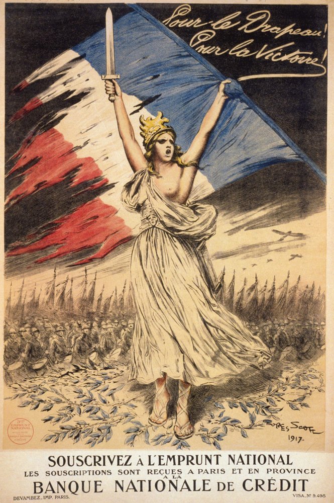 Poster for subscription to the national loan: "For the flag, for victory" - illustration by Georges Bertin Scott (1873-1942), known as Scott de Plagnolles by Georges Bertin Scott