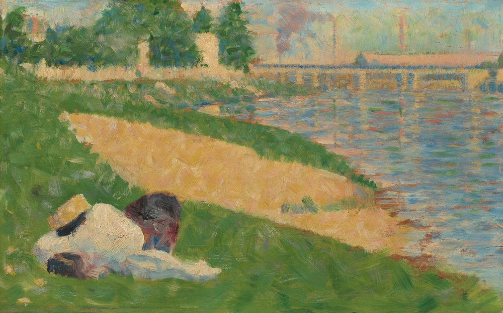 The Seine with Clothing on the Bank (Study for "Bathers at Asnières") by Georges Seurat