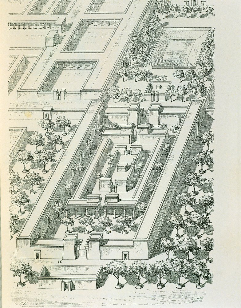 Etching Depicting a Perspective View of a Building in Tell el-Amarna by ...