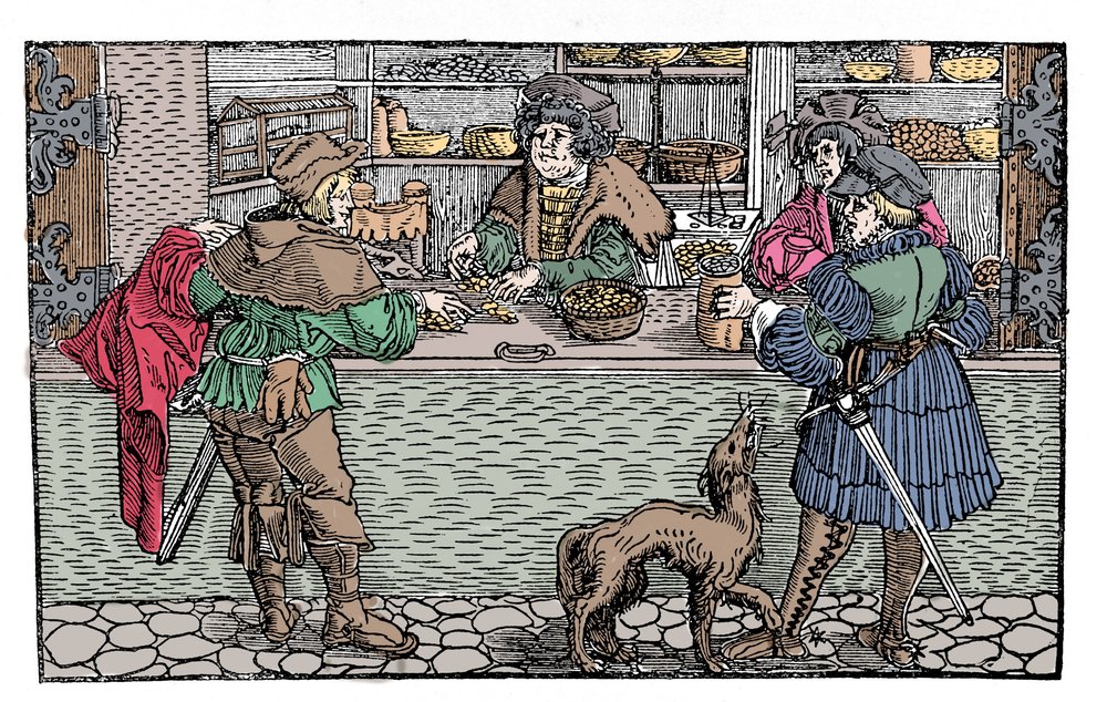 Changer: barter and exchange. 16th century German xylography by German School
