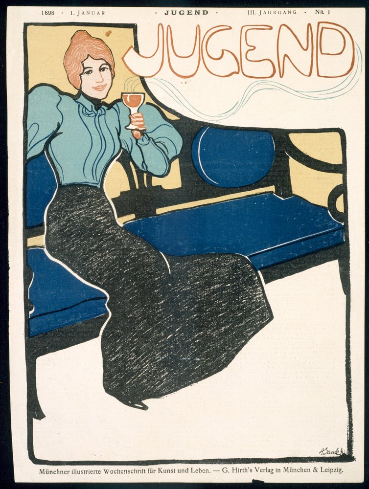 Front cover of Jugend Magazine, January 1898 by German School