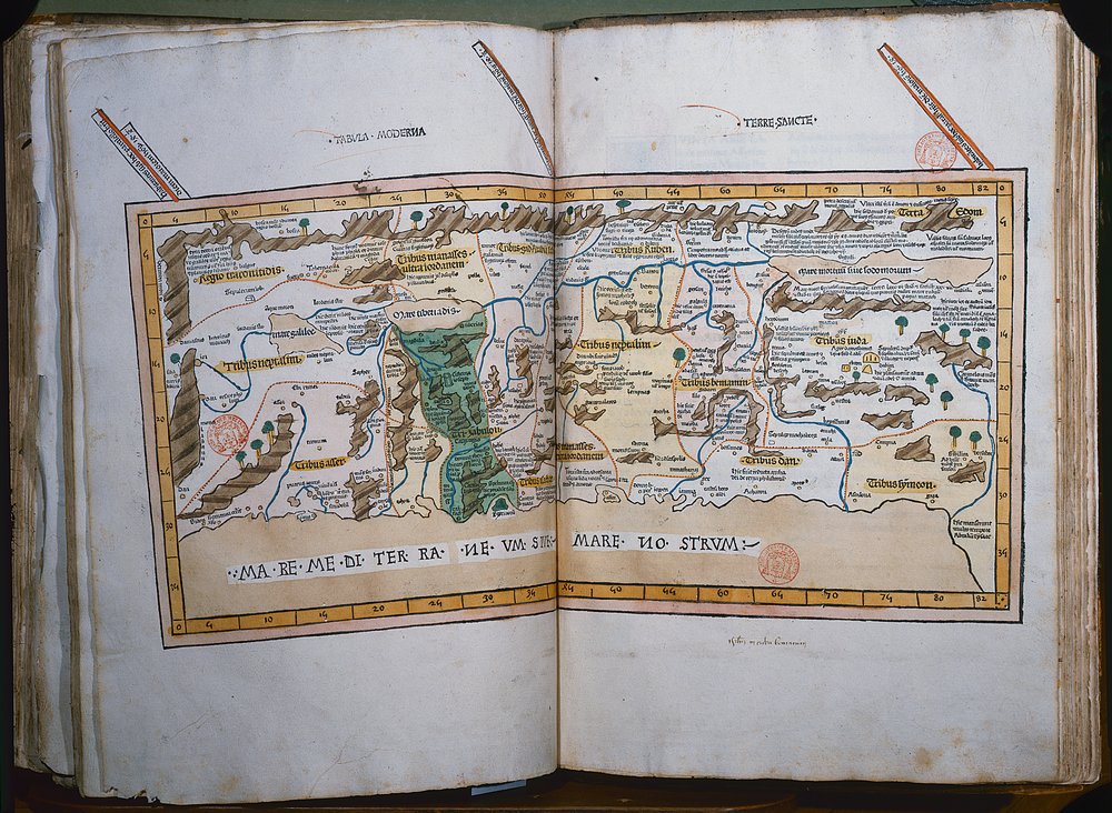 Map of the Holy Land, based on descriptions and co-ordinates given in ...