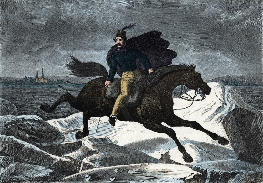 The tale of Sandor on his horse Tartar galloping on the ice river of ...