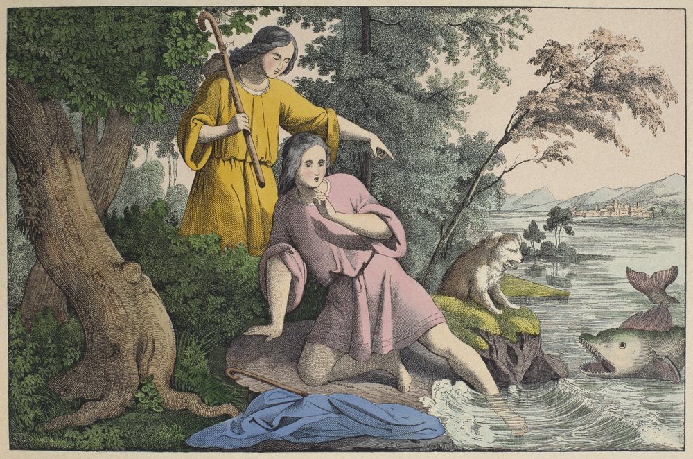 Tobias and the Archangel Raphael, illustration from L'Ancien Testament ...