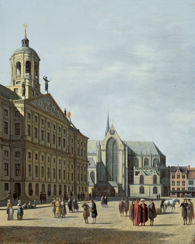 View in Amsterdam, with the facade of the Stadhuis and the Nieuwe Kerk by Gerrit Adriaensz Berckheyde